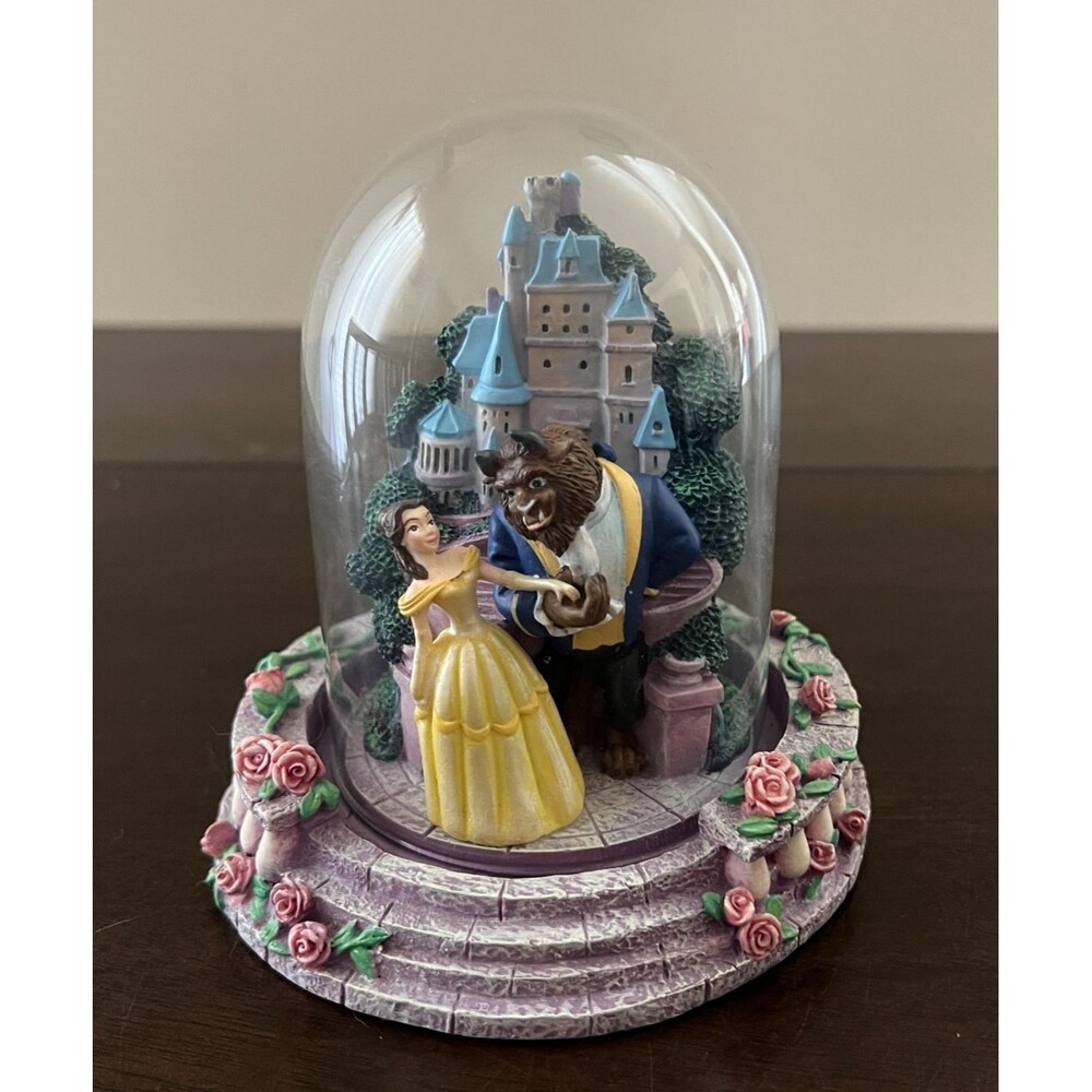 Vtg 90s Disney Store Beauty And The Beast Castle Maurice Dome Figure Bell Jar